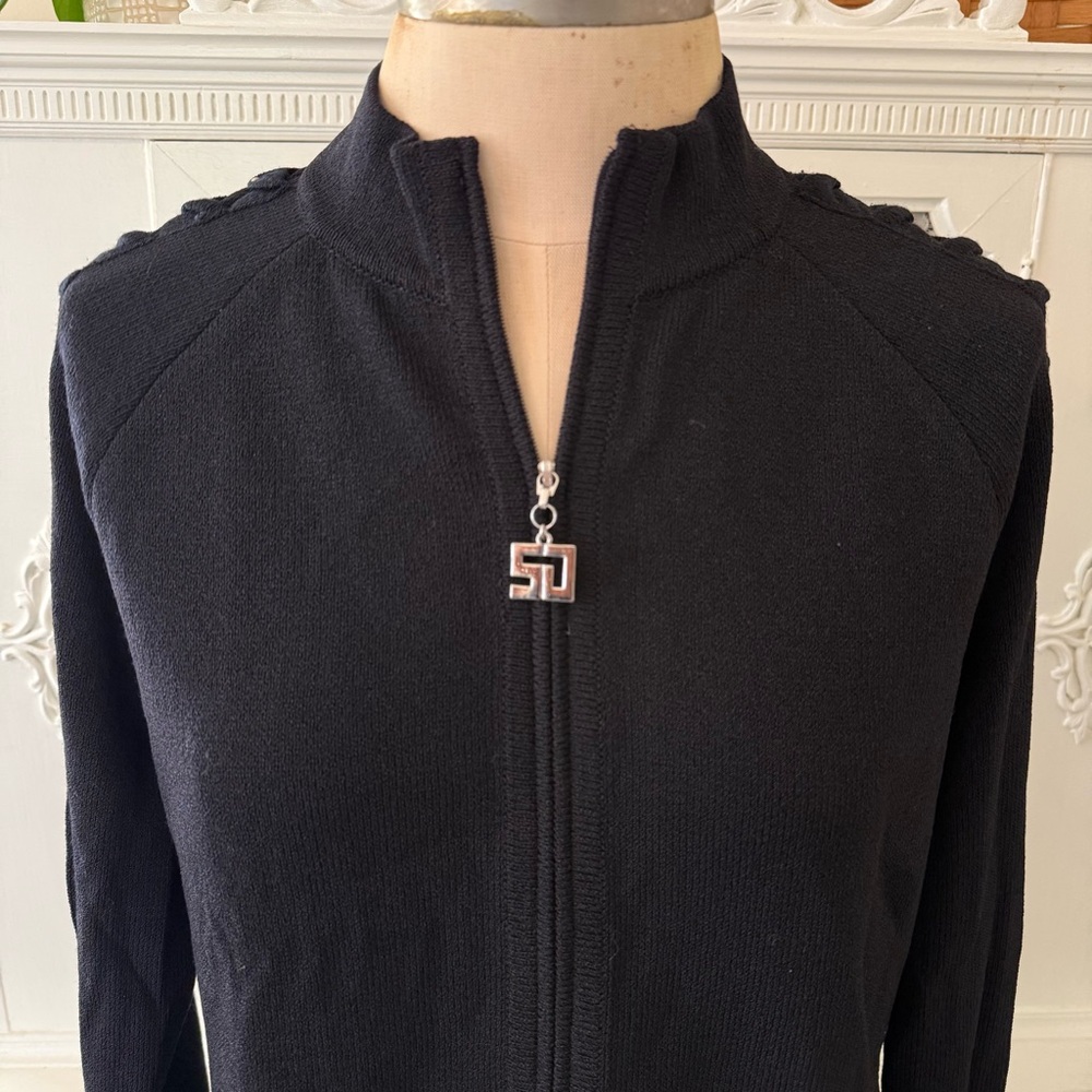 St.John Sport Black Knit Full Zip Jacket - Picture 2 of 11